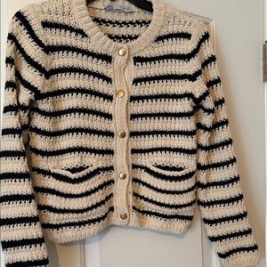 Zara - Striped Black and Cream Women's Sweater